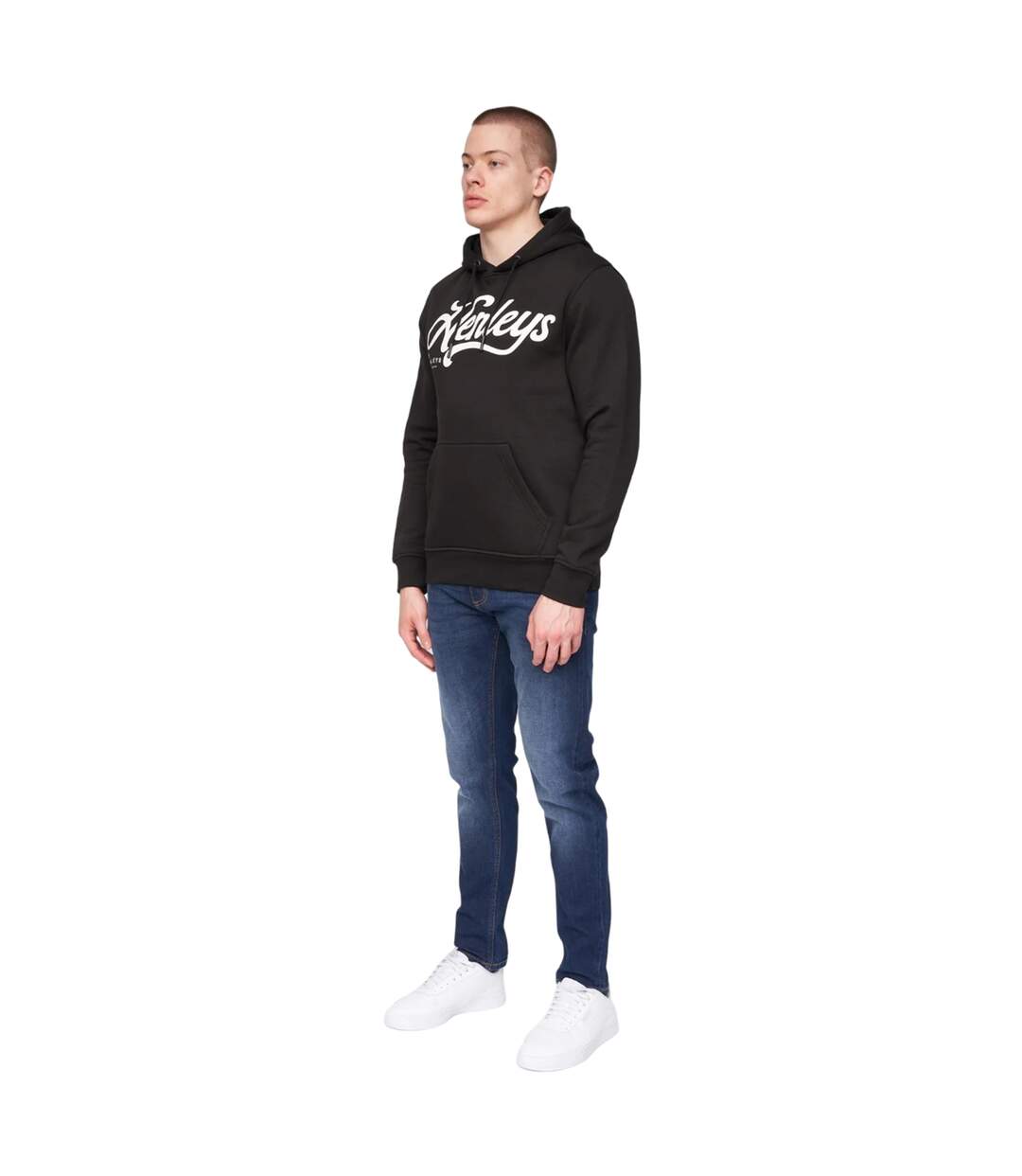 Mens scripthen hoodie black Henleys