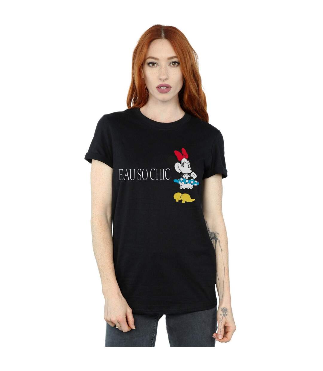 Disney Womens/Ladies Minnie Mouse Eau So Chic Cotton Boyfriend T-Shirt (Noir) - UTBI37818-2