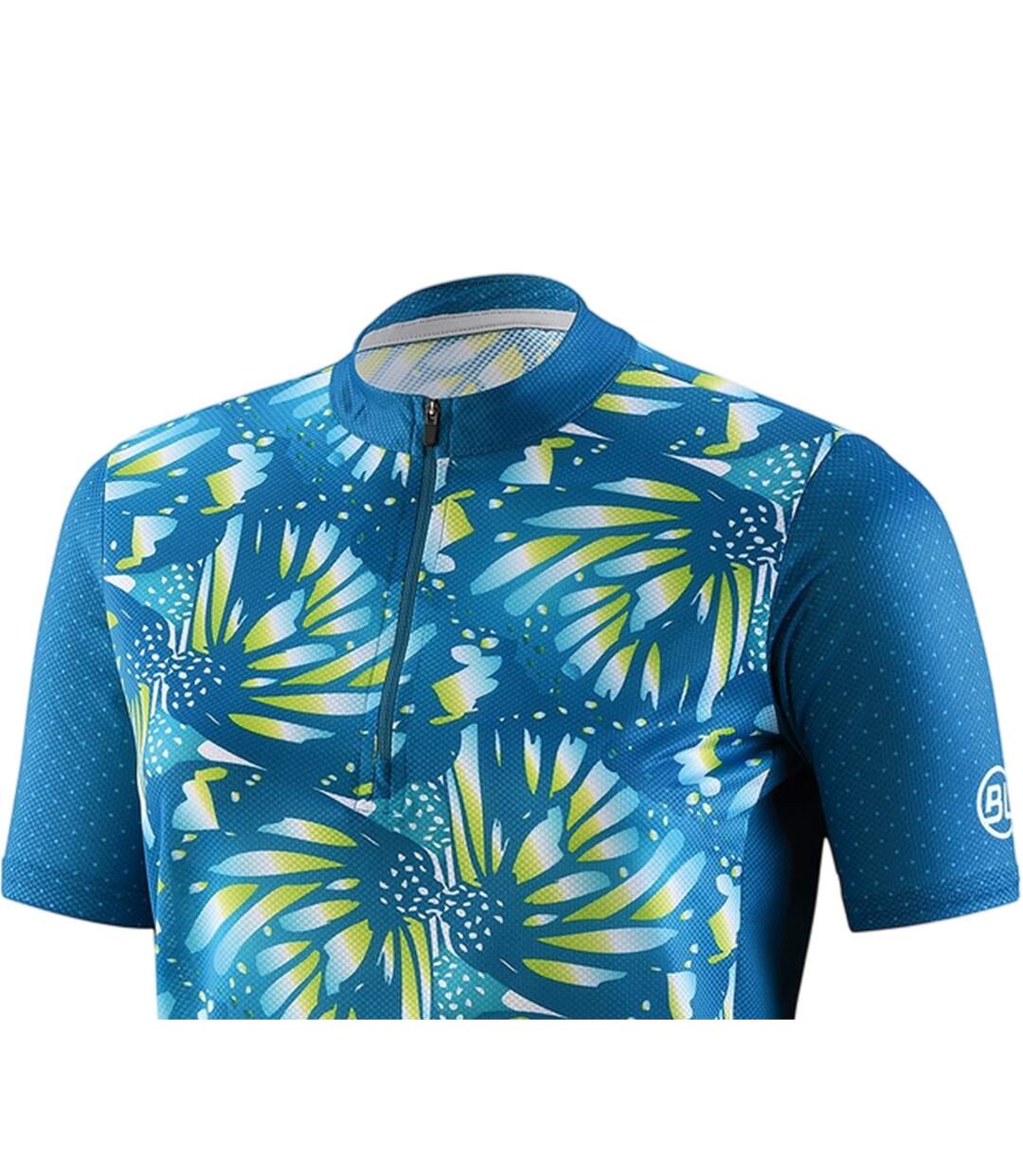 Womens/ladies Half Zip Loose Fit Jersey Turquoise Bicycle Line-3