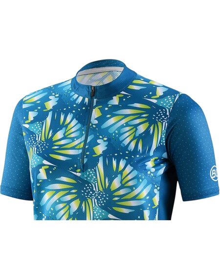 Womens/ladies Half Zip Loose Fit Jersey Turquoise Bicycle Line