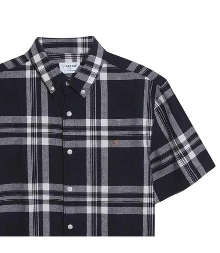 Chemise Motif/style À Carreaux Vifs Homme Noir Blanc Farah