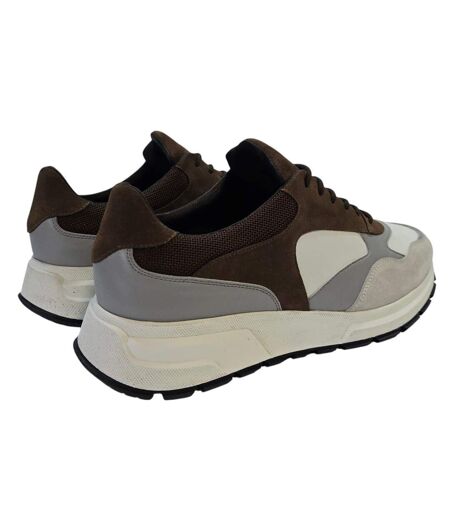 Mens Martin Leather Trainers White Tan Grey Loyalti