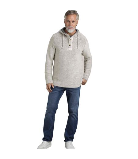 Mens bakersfield macaroni button neck hoodie ecru Weird Fish
