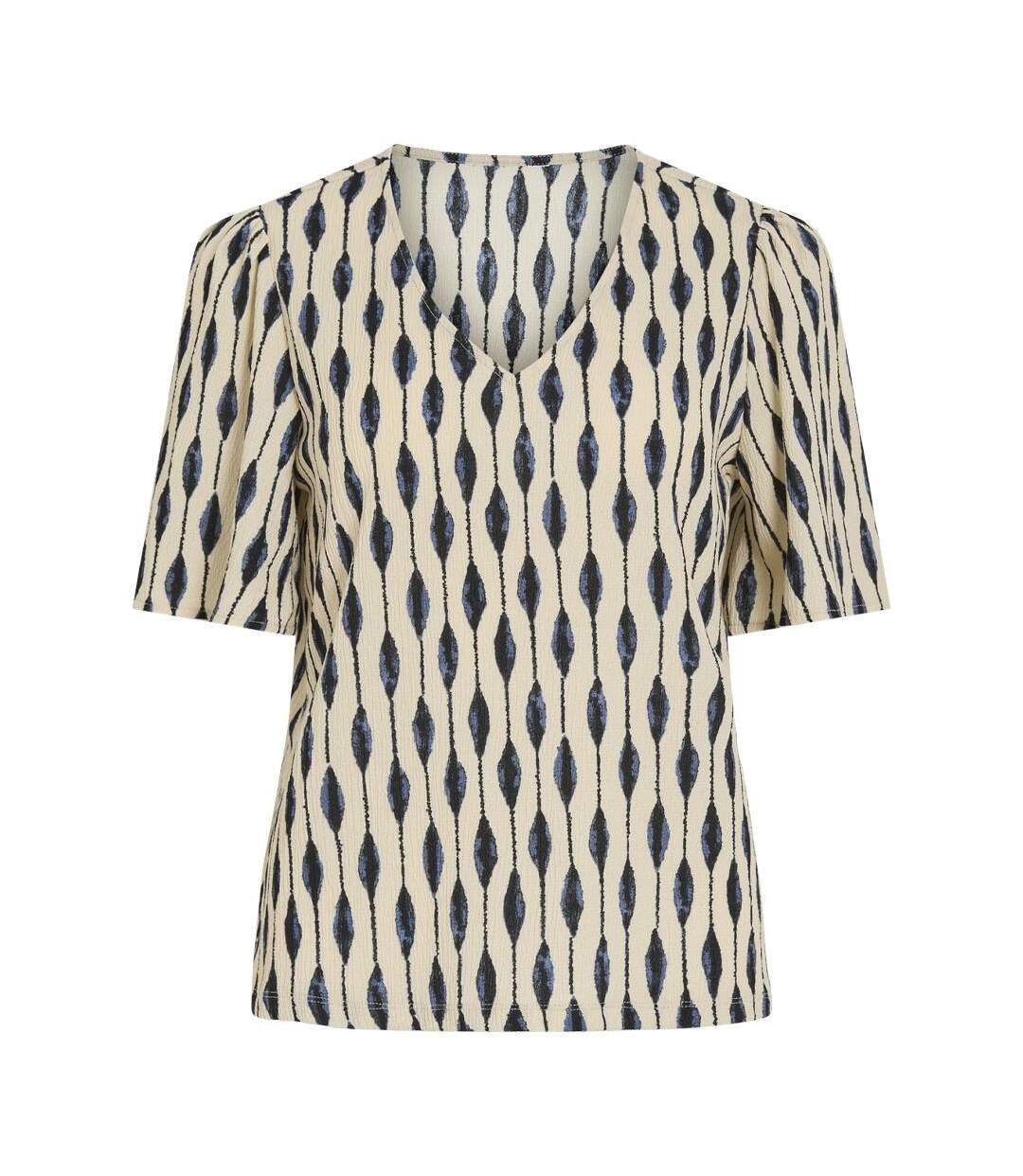 Top beige/bleu femme vila viadda-1