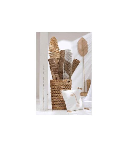 Tapis Rond Déco Zostère 197cm Blanc & Naturel