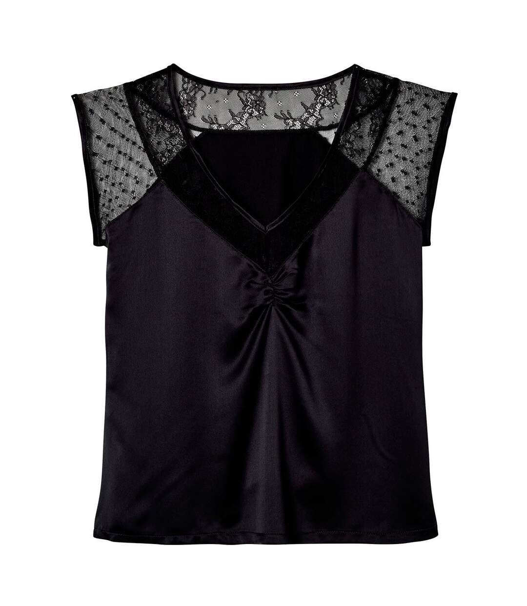 Top de pyjama noir Pivoine