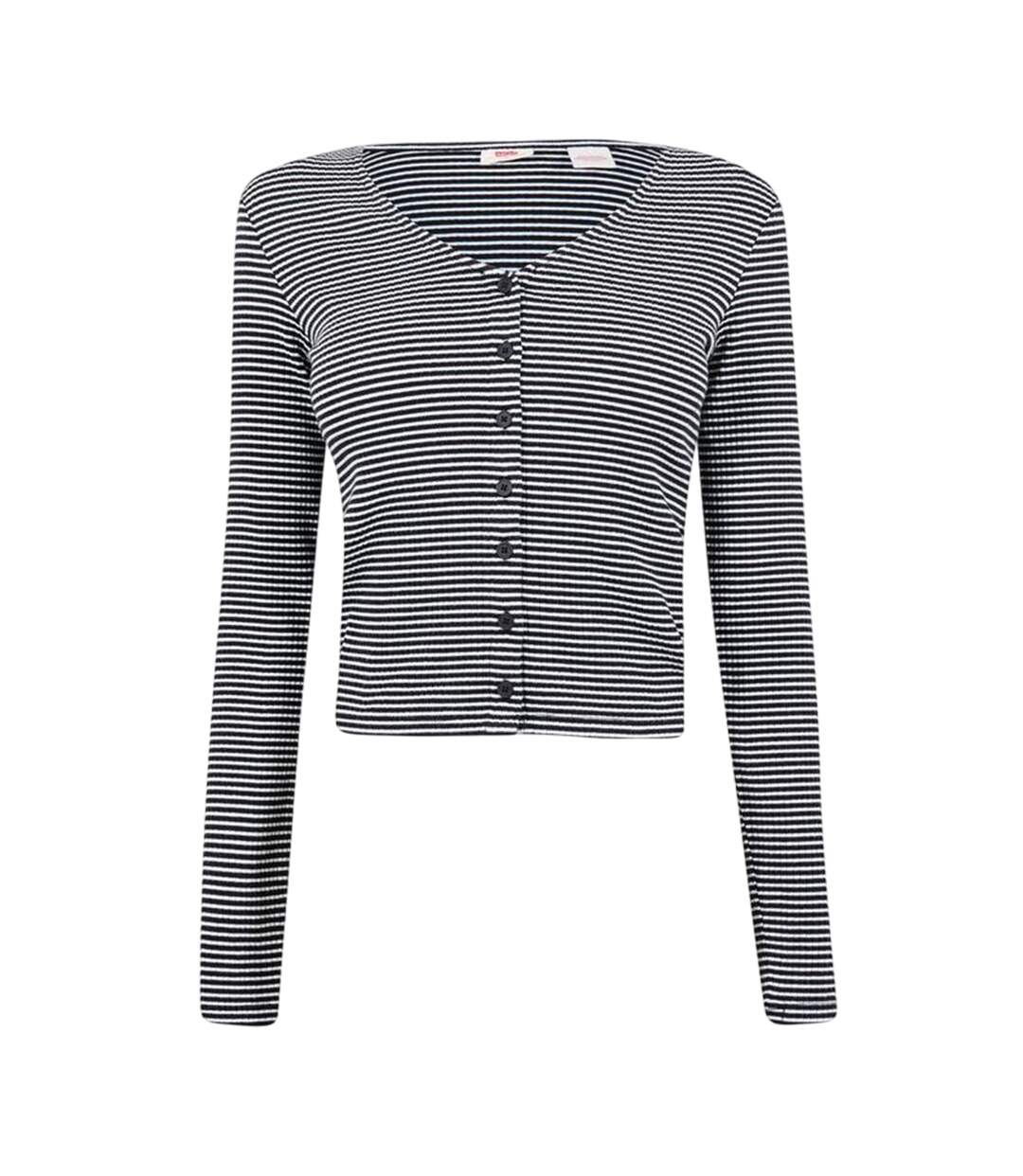 Haut Manches Longues Motif/style Fines Rayures Femme Vanille Noir Levis-1