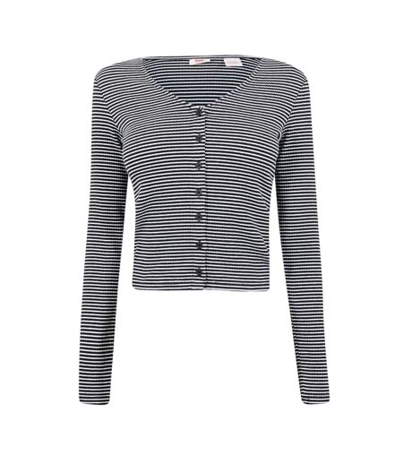 Haut Manches Longues Motif/style Fines Rayures Femme Vanille Noir Levis