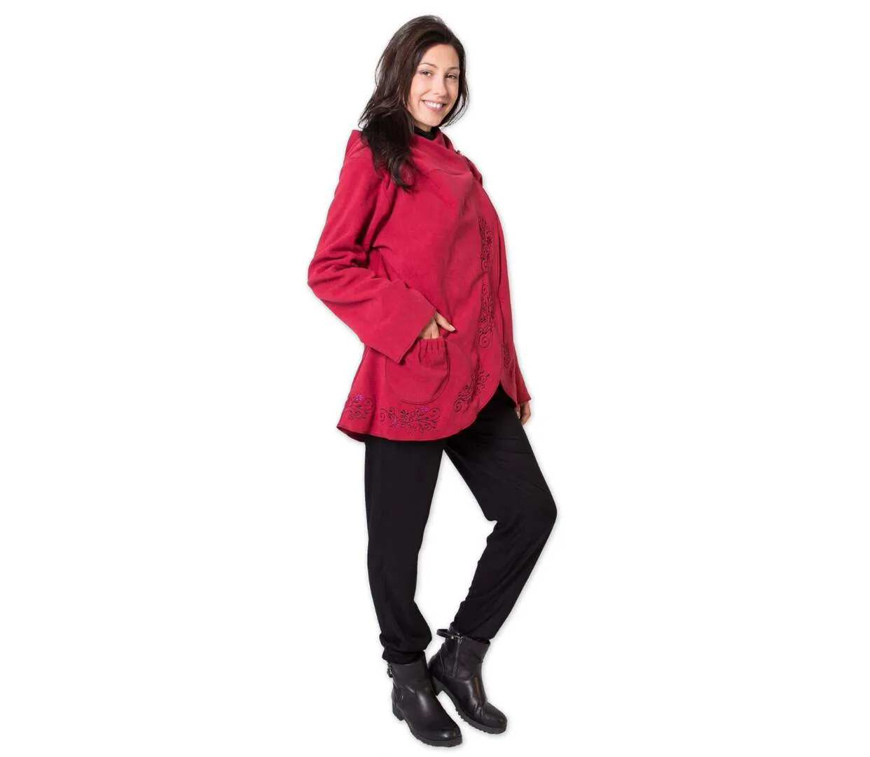 Veste polaire brodée COLUMBIA rouge Coton Du Monde-3