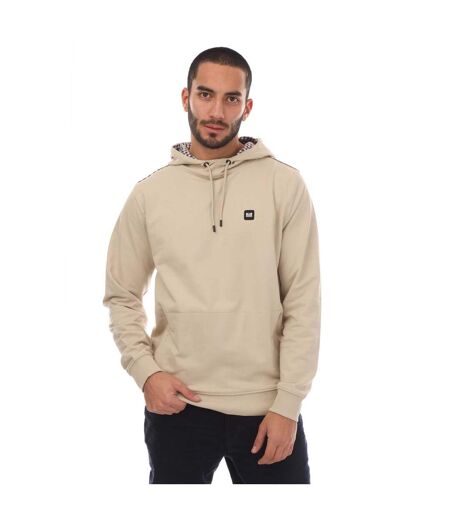 Mens Justify Checked Trim Hoodie Stone Weekend Offender