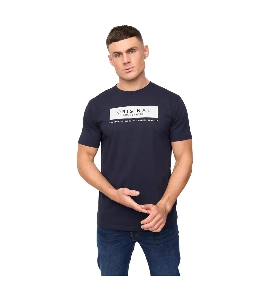 Mens Jamstate T-shirt Navy Crosshatch-1
