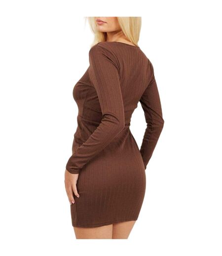 Robe Courte Manches Longues Femme Taupe Brave Soul