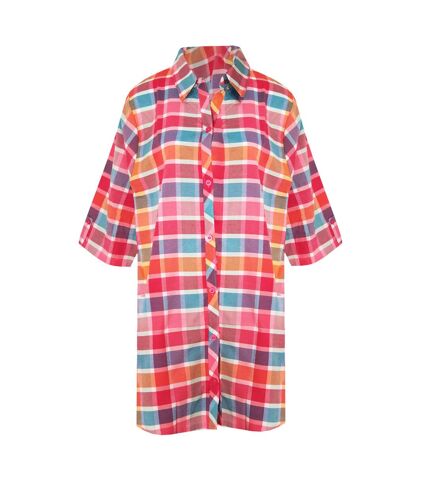 Womens/ladies checked button-down nightshirt pink forever dreaming