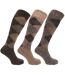 Mens Traditional Argyle Pattern Long Length Lambs Wool Blend Socks (Pack Of 3) (Shades of Brown) - UTMB277