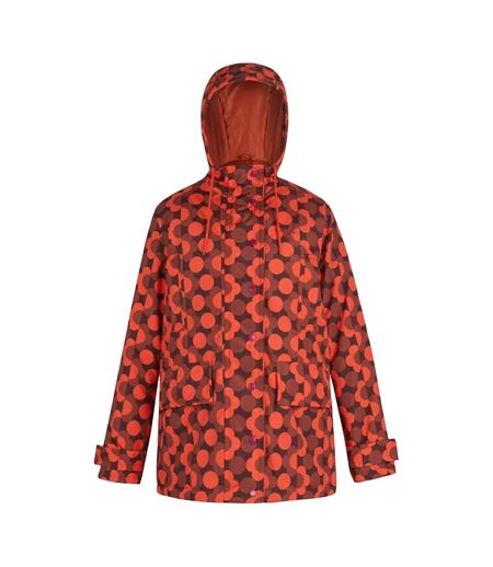 Veste Imperméable Motif/style Floral Orla Kiely Femme Rouge Rouge Brûlé Regatta