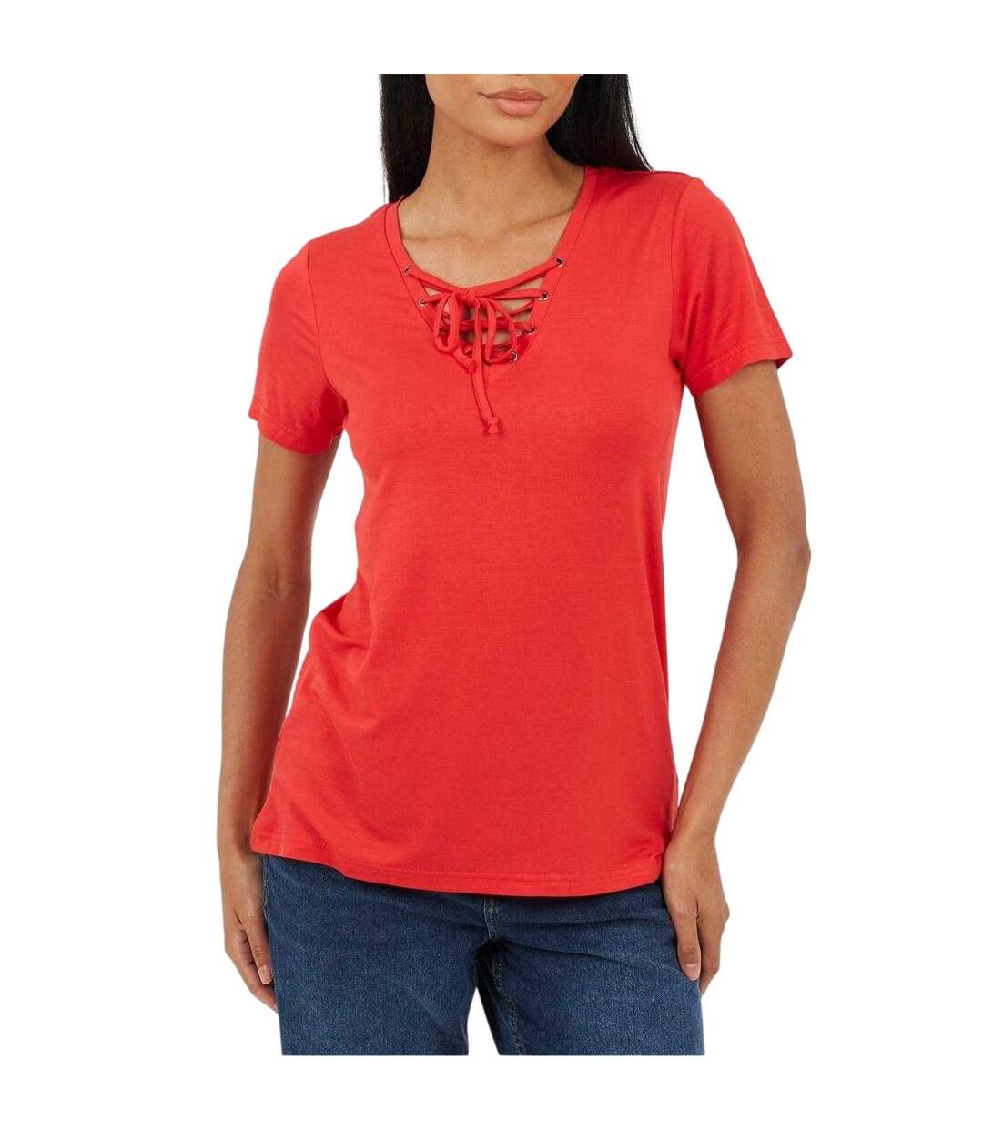 T-shirt Motif/style Uni Femme Rouge Vif Brave Soul-2