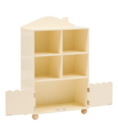 Bibliothèque enfant 2 portes et 4 niches BOULI - Beige