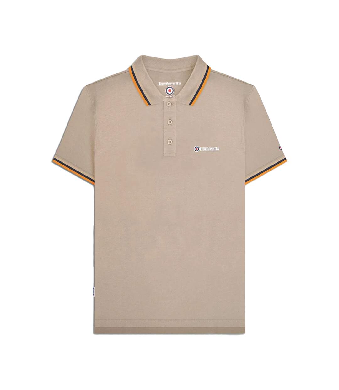 Polo Homme Marron Clair Blanc Bleu Marine Abricot Lambretta-2