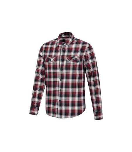 Mens trace flannel long-sleeved shirt burgundy Mountain Warehouse