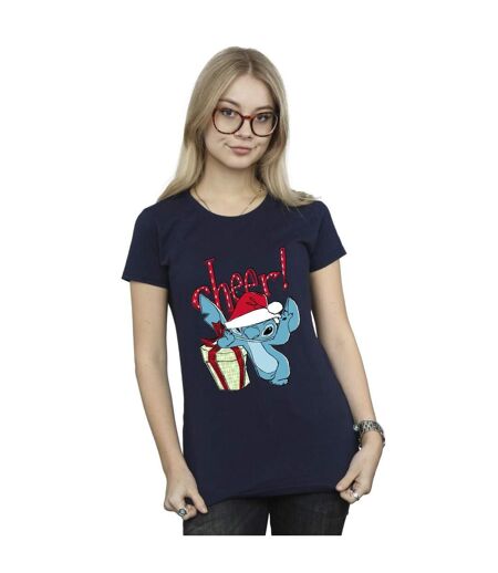 Disney T-shirt en coton Cheer Lilo And Stitch Femme/Femme (Bleu marine) - UTBI25684