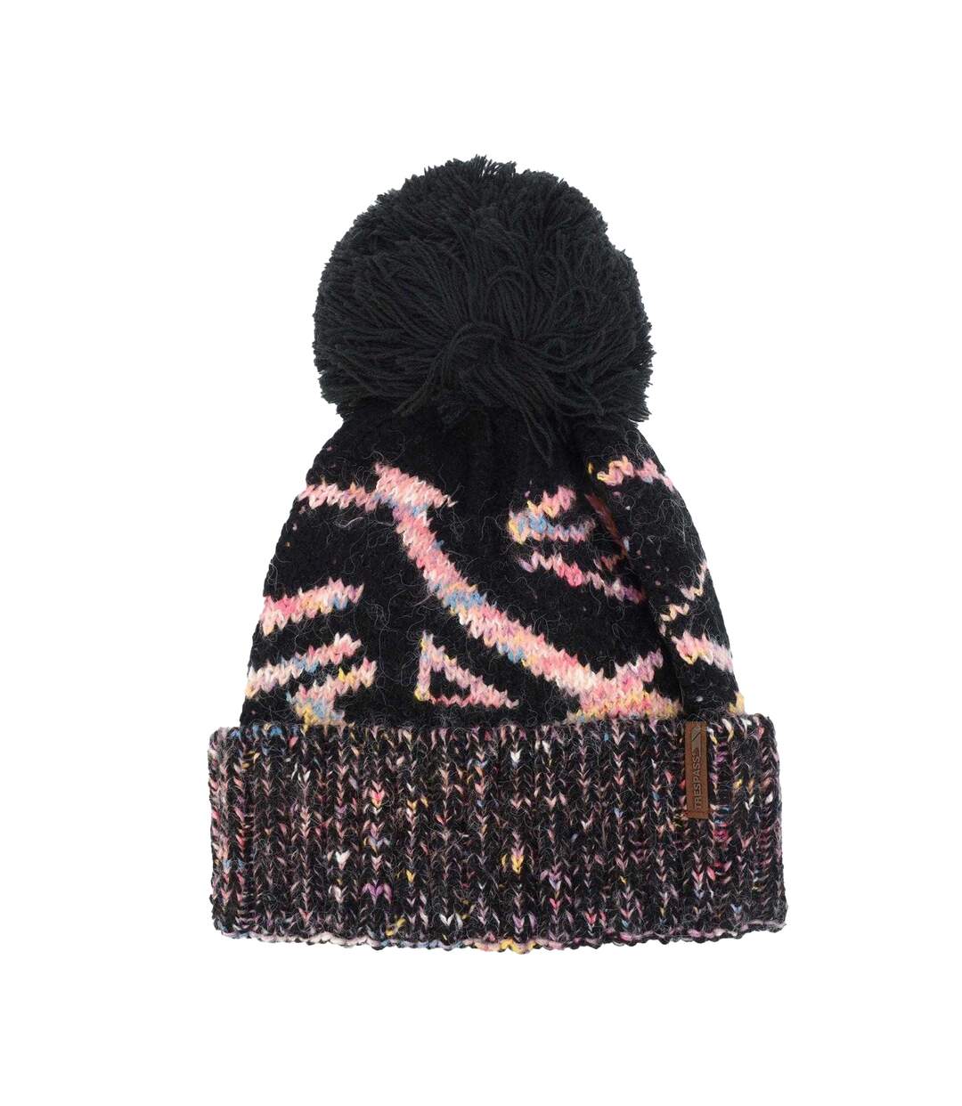 Womens/ladies Diandra Colour Block Knitted Pom Pom Beanie Black Trespass-1