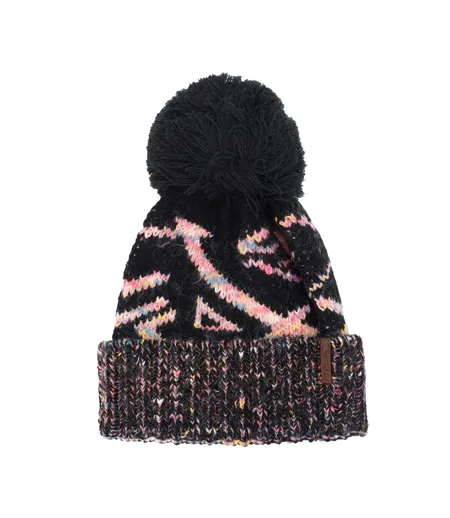 Womens/ladies Diandra Colour Block Knitted Pom Pom Beanie Black Trespass