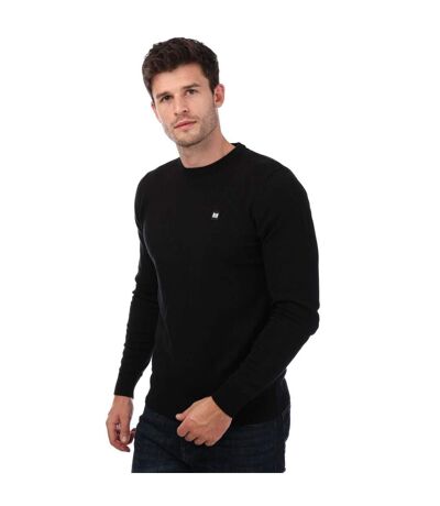 Mens Argentina Knitted Cotton Crew Neck Sweatshirt Black Weekend Offender