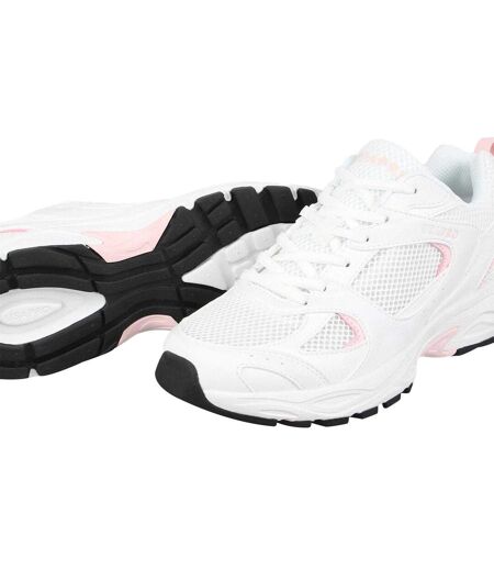 Womens/ladies Pro Mira Synthetic Leather Trainers White Pink USA Pro