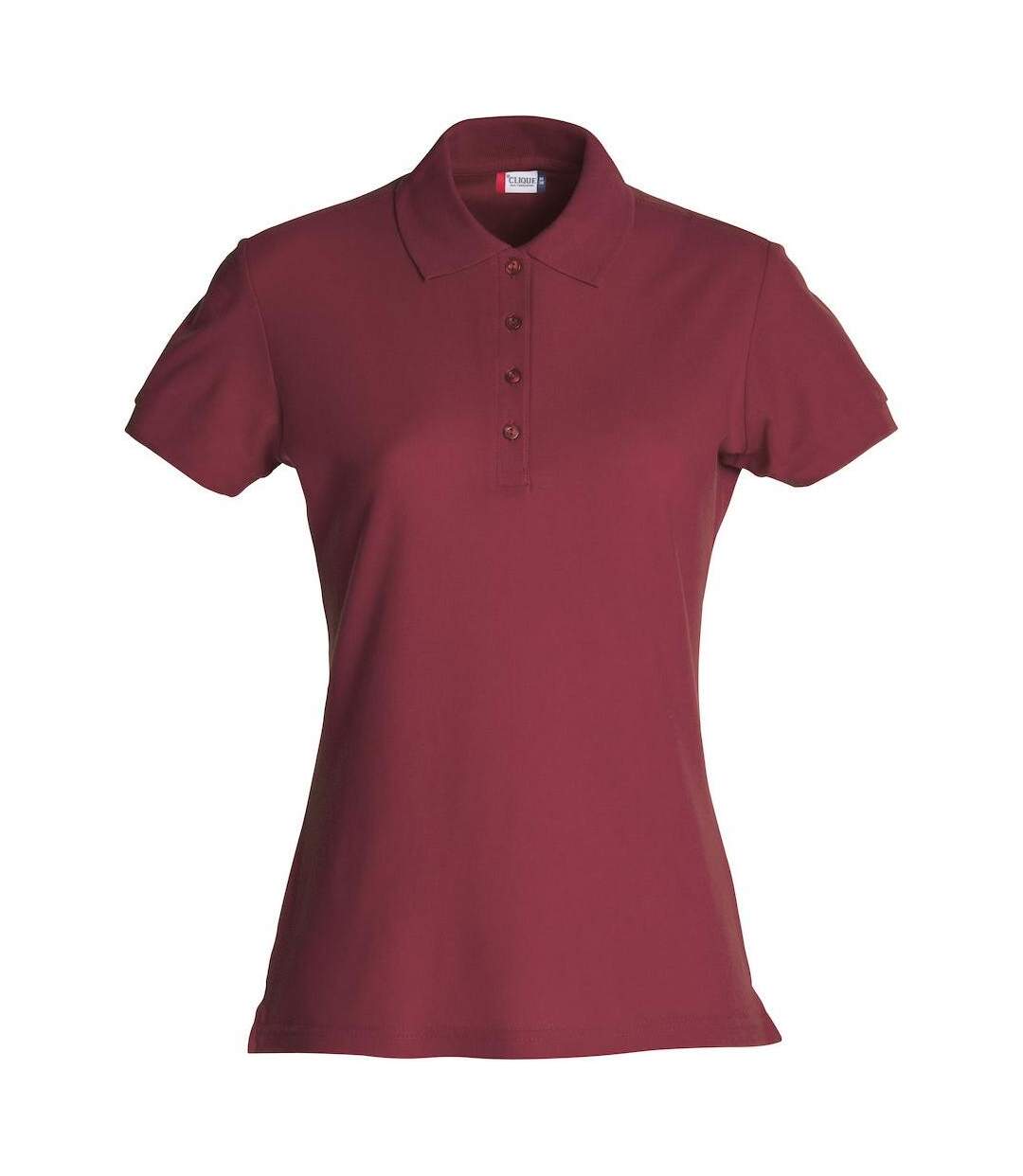 Womens/ladies Plain Polo Shirt Burgundy Clique-1