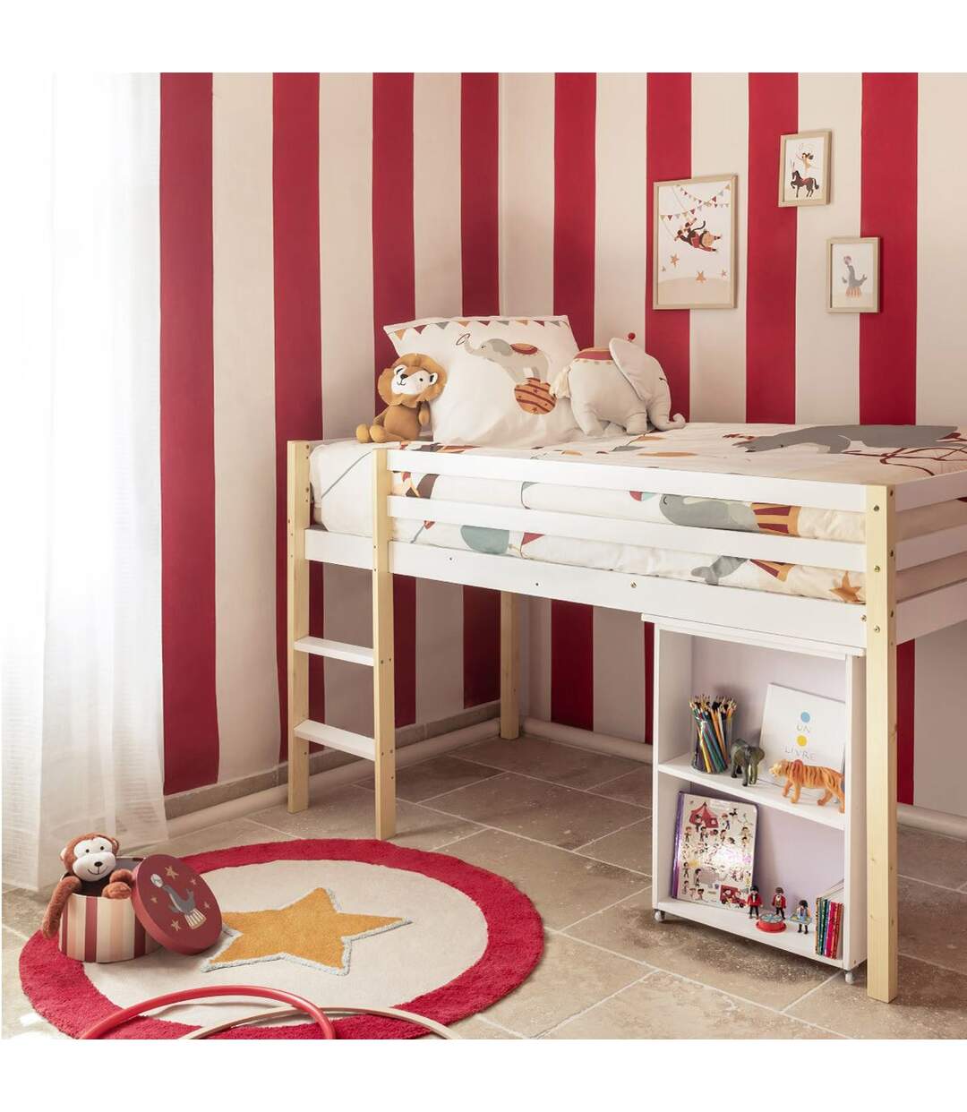 Tapis Rond Enfant Circus 120cm Beige-3