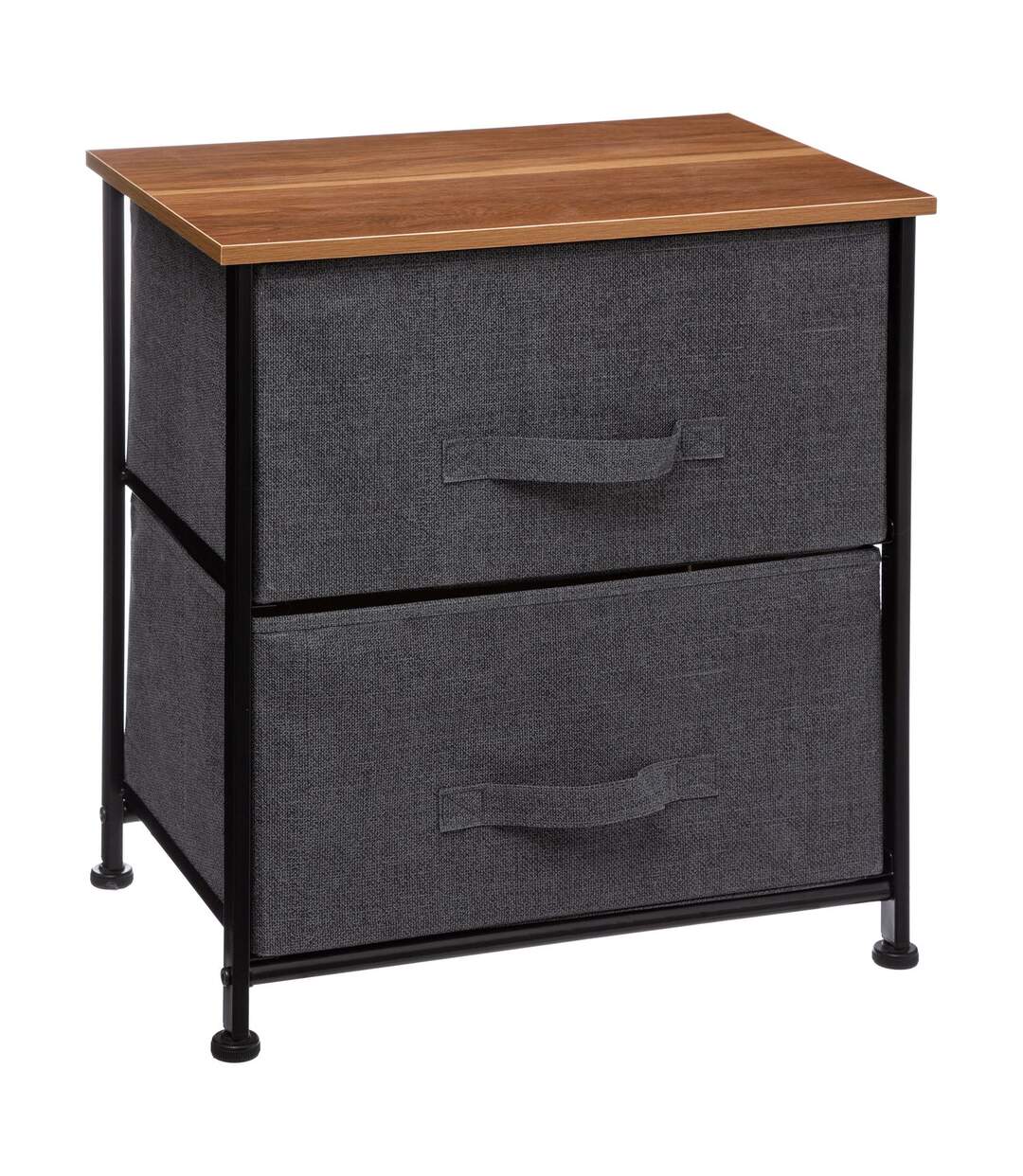 Table de chevet à 2 Tiroirs - H. 51 cm - Gris foncé-1
