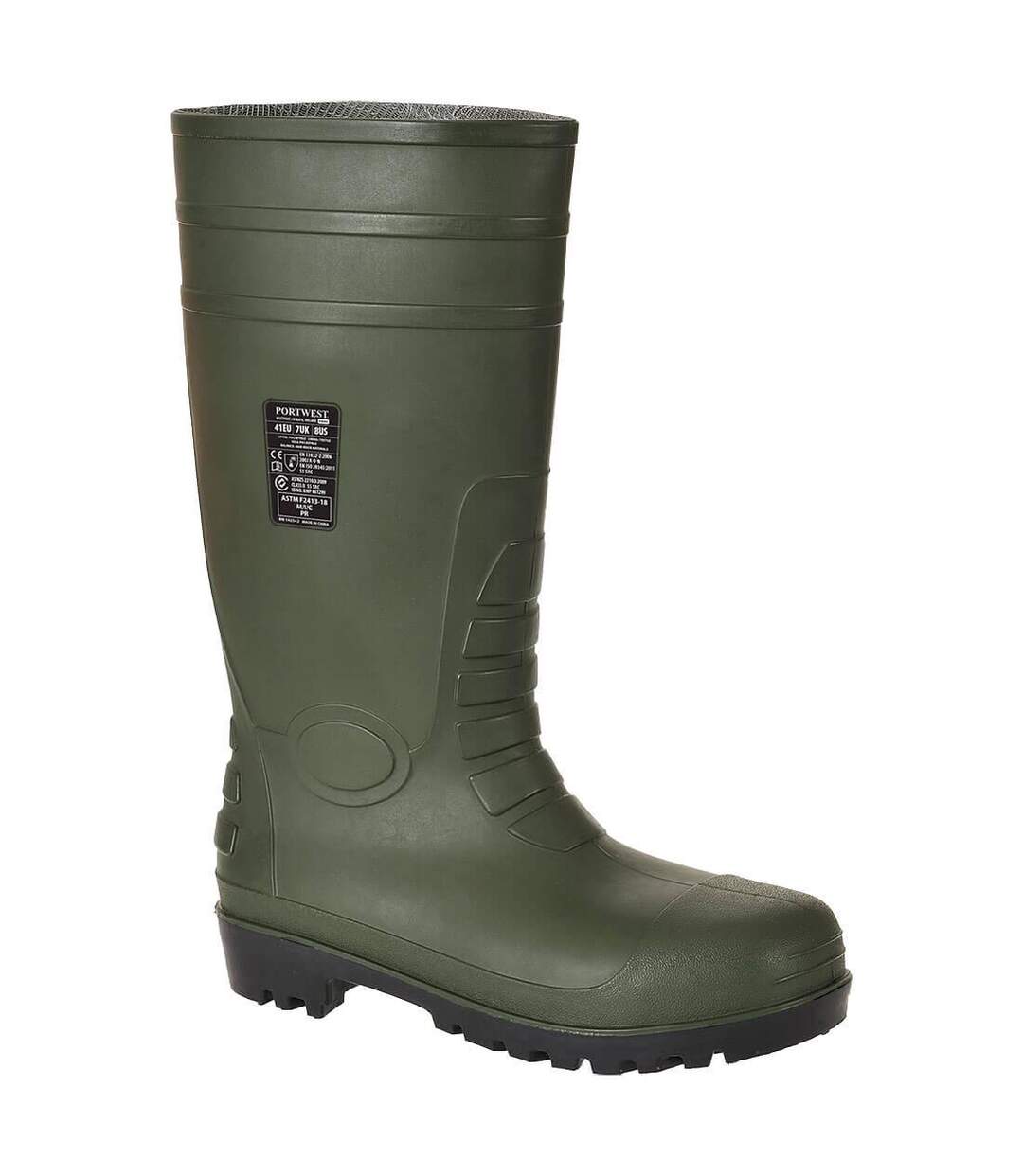 Mens total safety wellington boots green Portwest-1