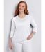 T-shirt manches 3/4 col brodé clouté-1