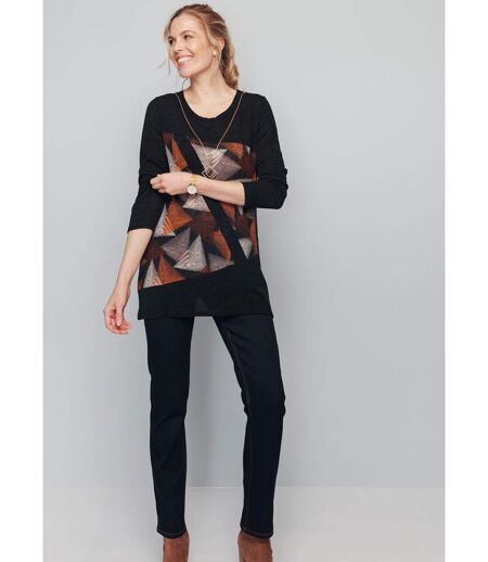 Tunique graphique avec collier fantaisie