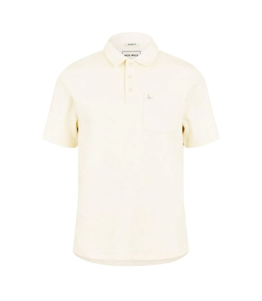 Mens Textured Regular Short-sleeved Polo Shirt White Jack Wills-2