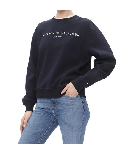 Sweat Motif/style Logo Femme Bleu Marine Tommy Hilfiger