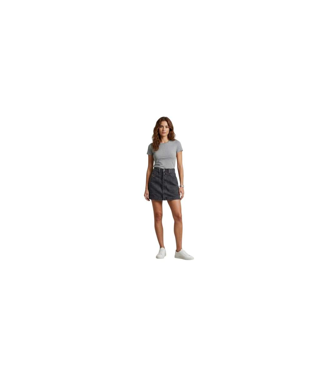 Mini Jupe Femme Noir Gris Bleu Denim Diesel-1