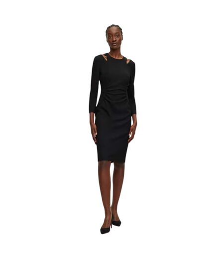 Womens/ladies Dadeka Crew Neck Slim Bodycon Dress Black Boss