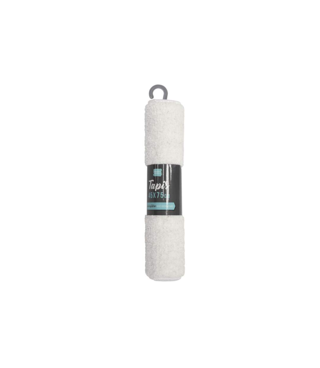 Tapis de Bain Microfibre Métallisé 45x75cm Blanc-4