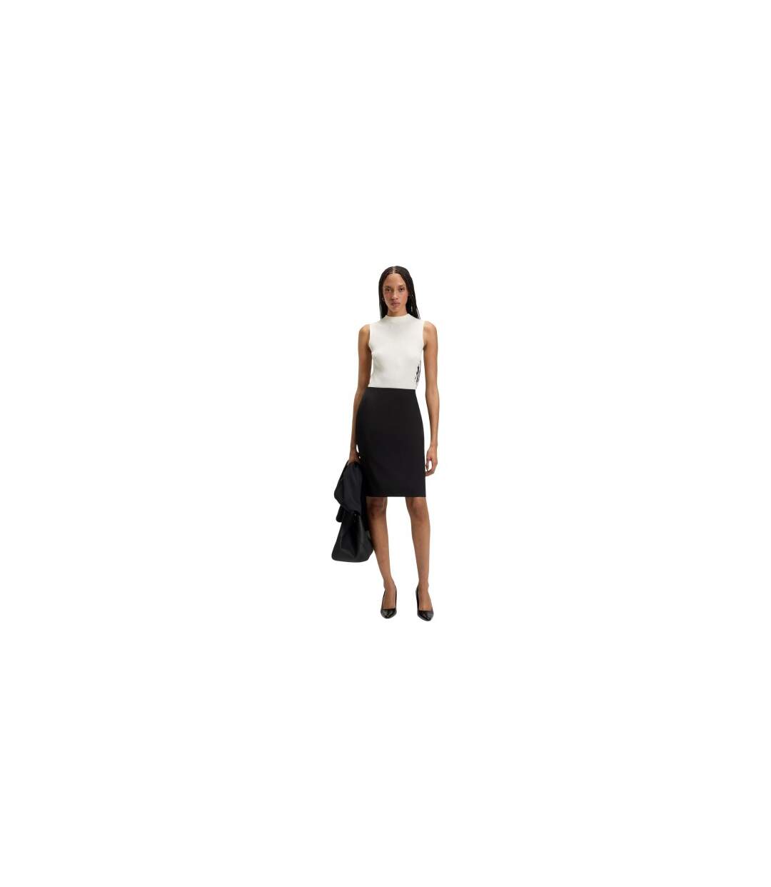 Womens/ladies Vileah Virgin Wool Pencil Skirt Black Boss-1