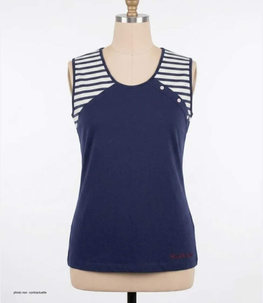 Tee-shirt sans manches TF192M Mode Directe : Débardeur fantaisie 100% coton au look marin-3