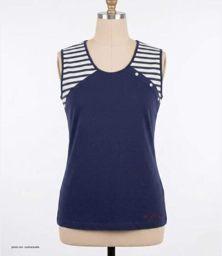 Tee-shirt sans manches TF192M Mode Directe : Débardeur fantaisie 100% coton au look marin