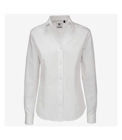 B&C Womens/Ladies Sharp Twill Long Sleeve Shirt (White)