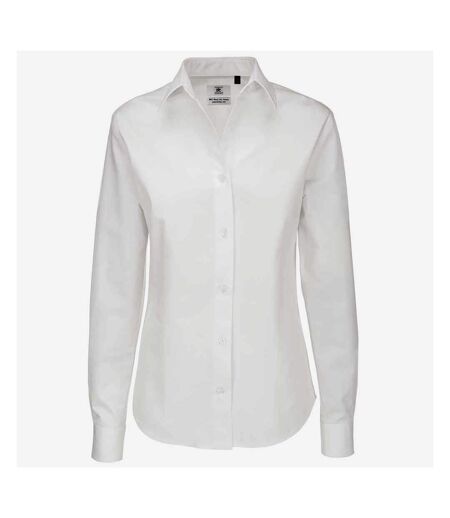 B&C Womens/Ladies Sharp Twill Long Sleeve Shirt (White) - UTBC123