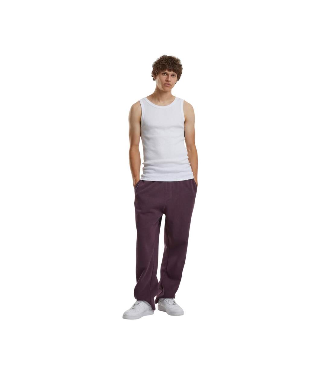 Bas De Jogging Molletonné Pour Hommes Prune Pourpre Build Your Brand-1