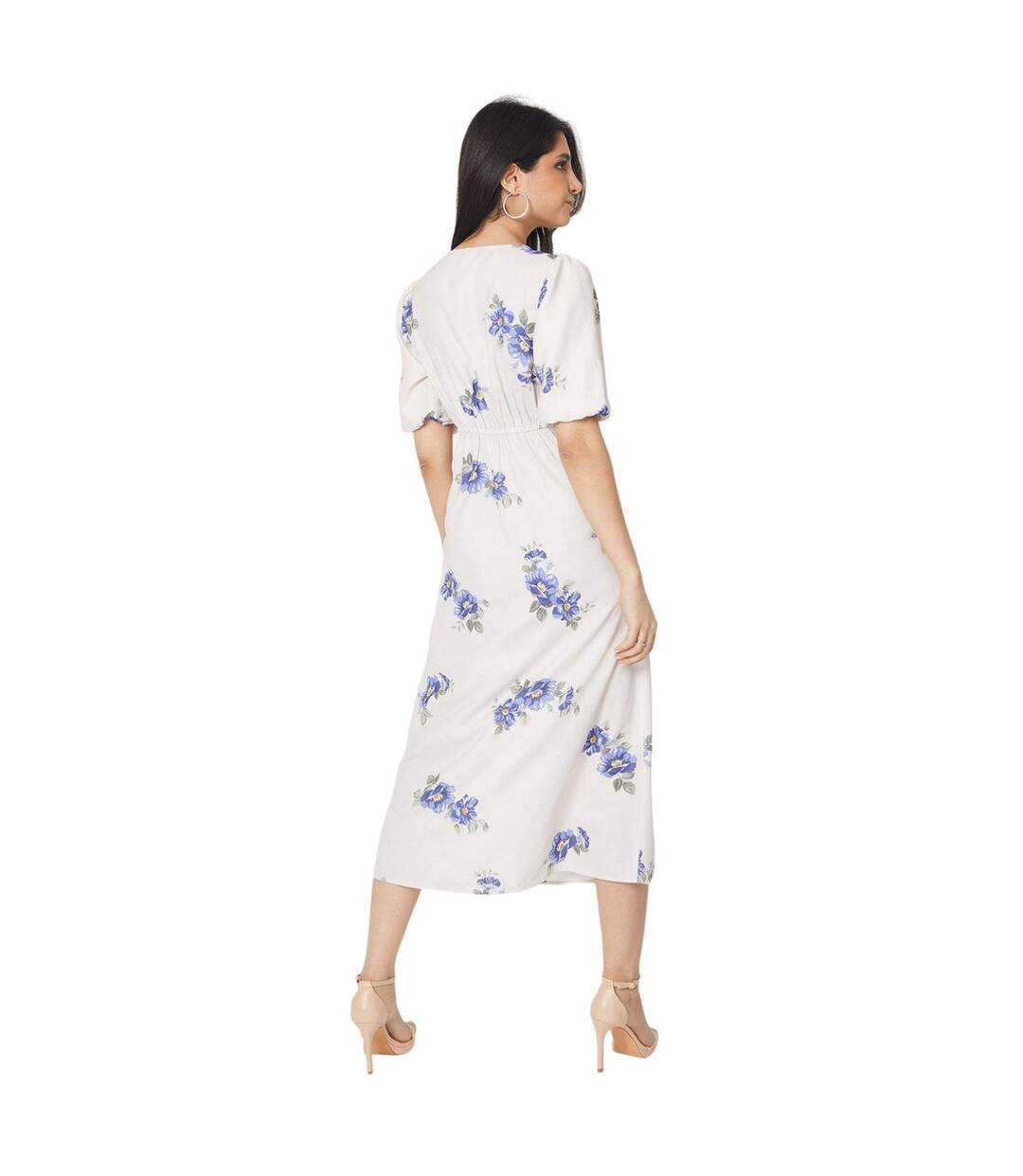 Womens/ladies Floral Front Tie Midi Dress Ivory Dorothy Perkins-2