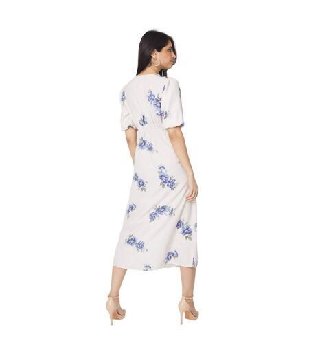 Womens/ladies Floral Front Tie Midi Dress Ivory Dorothy Perkins