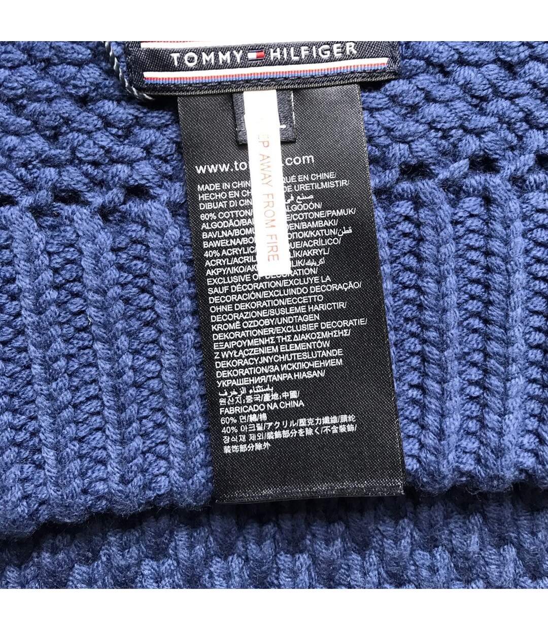 Childrens/kids Knitted Scarf L-xl Blue Tommy Hilfiger-4