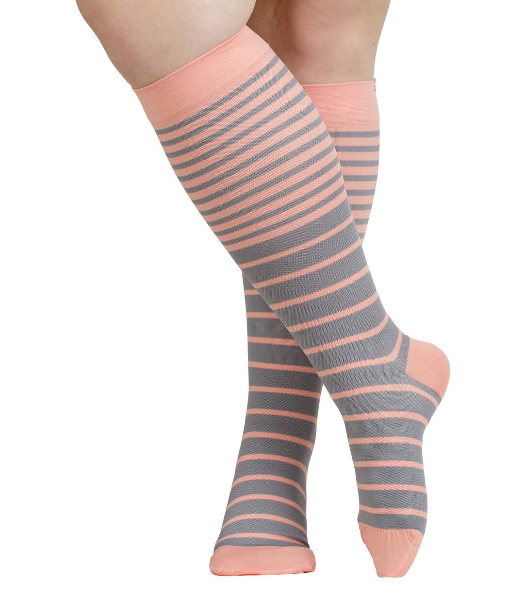 VIM&VIGR - Rayures Chaussettes Mollet Large Femme Homme | Nylon 15-20 mmhg