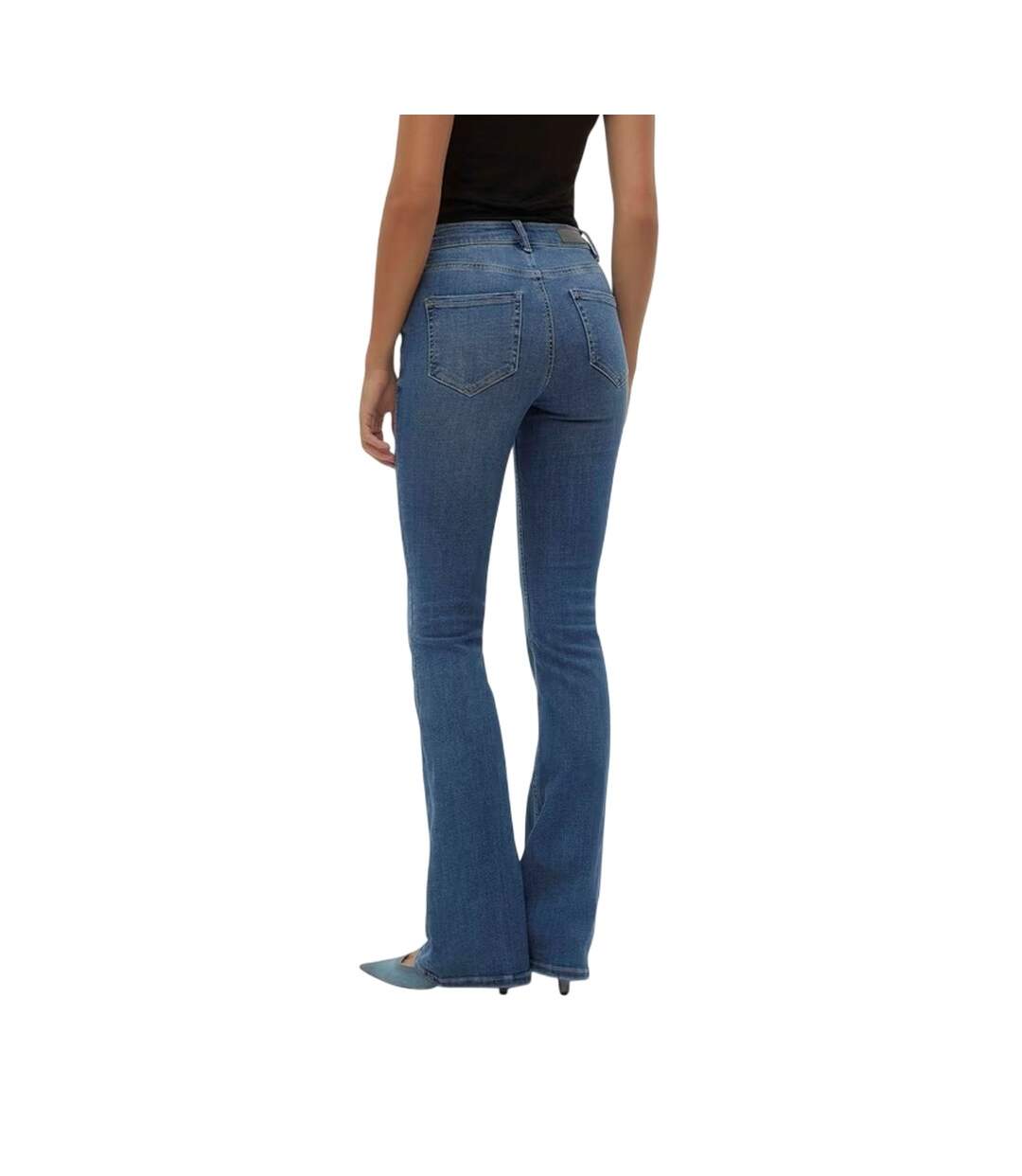 Womens/ladies Li347 Denim Flared Jeans Mid Blue Vero Moda-2